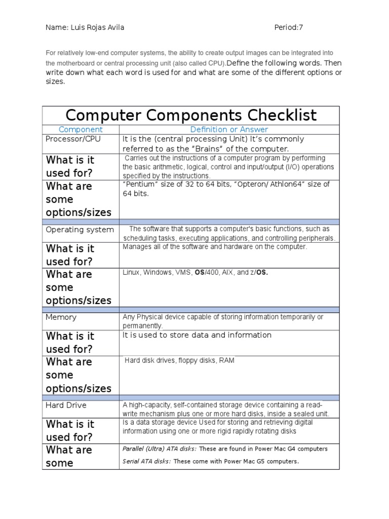 Computer Components Overview and Uses | PDF | Central Processing Unit ...