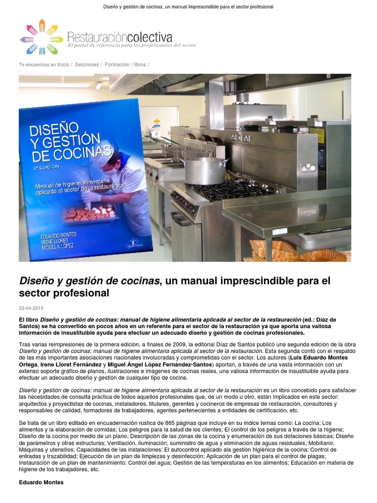 Diseno y Gestion de Cocinas Un Manual Imprescindible para El Sector ...