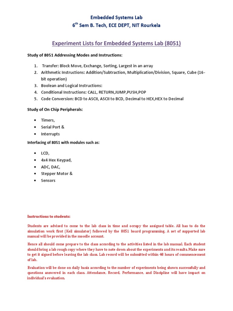 8051 Embedded Systems Lab Guide | PDF | Technology & Engineering