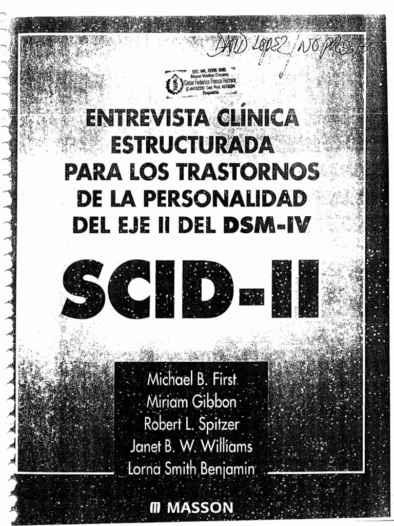 Scid Ii PDF | PDF | Manual Diagnóstico y Estadístico de los Trastornos ...