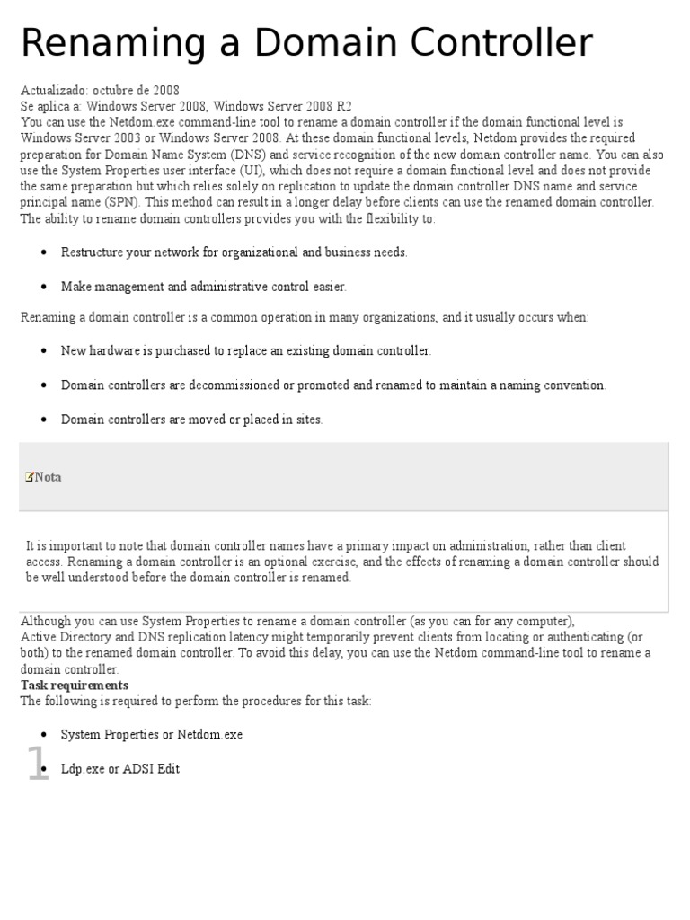 Renaming A Domain Controller PDF Active Directory Domain Name System