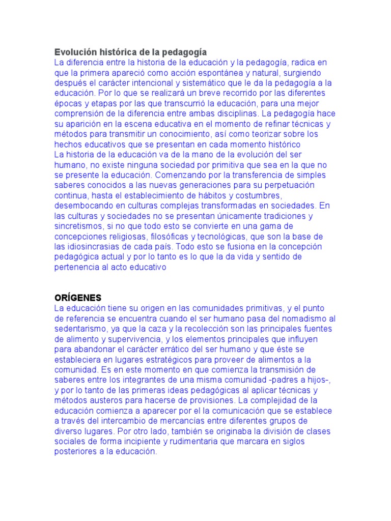 Evolución Histórica de La Pedagogía Pedagogía