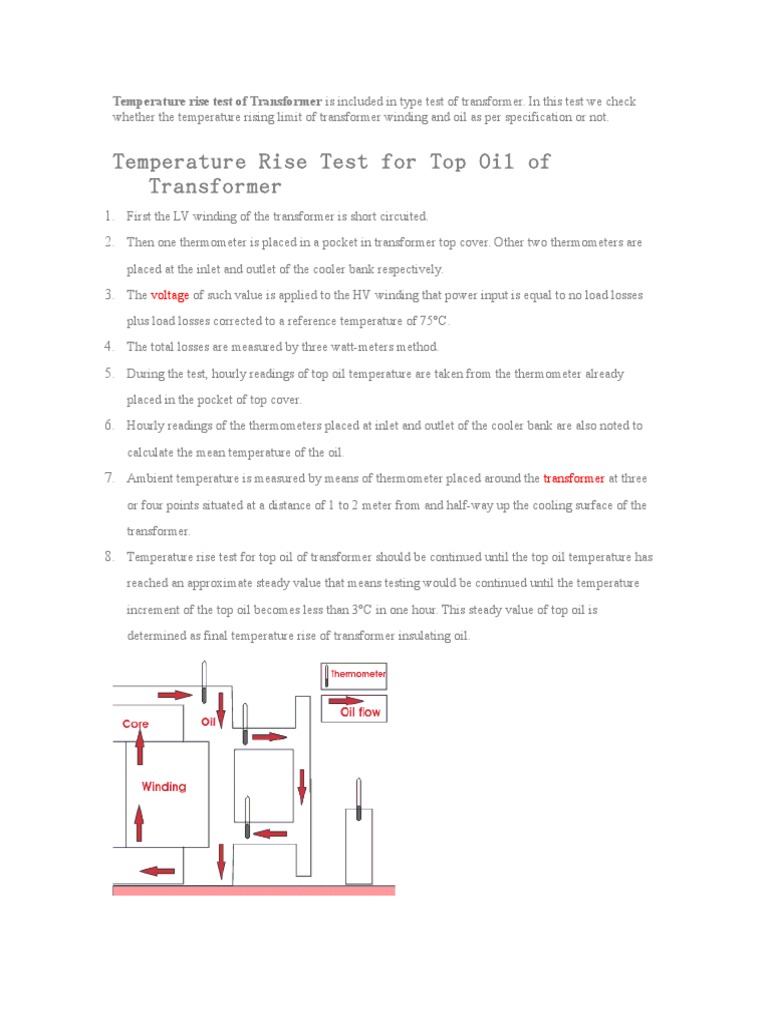 Transformer Temperature Rise Testing Guide | PDF | Transformer ...