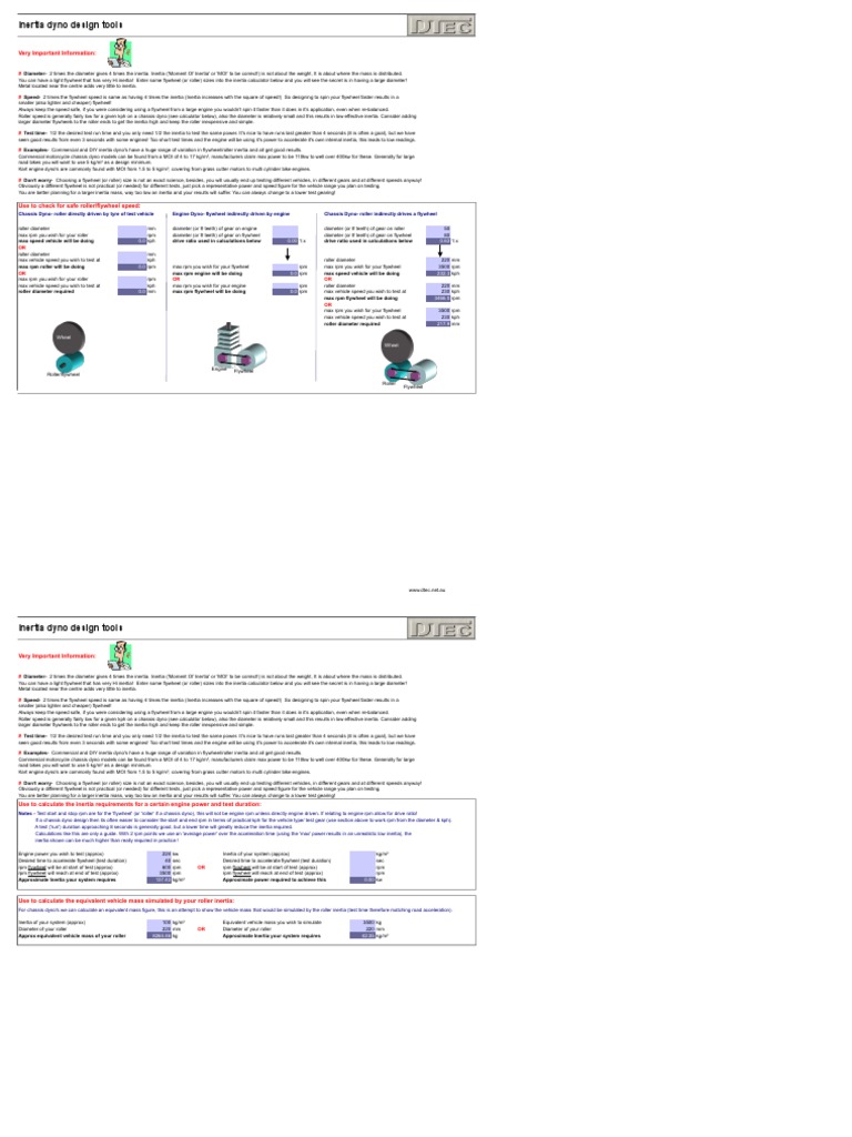 Inertia Dyno Design and Calculation Tools | PDF | Gear | Inertia