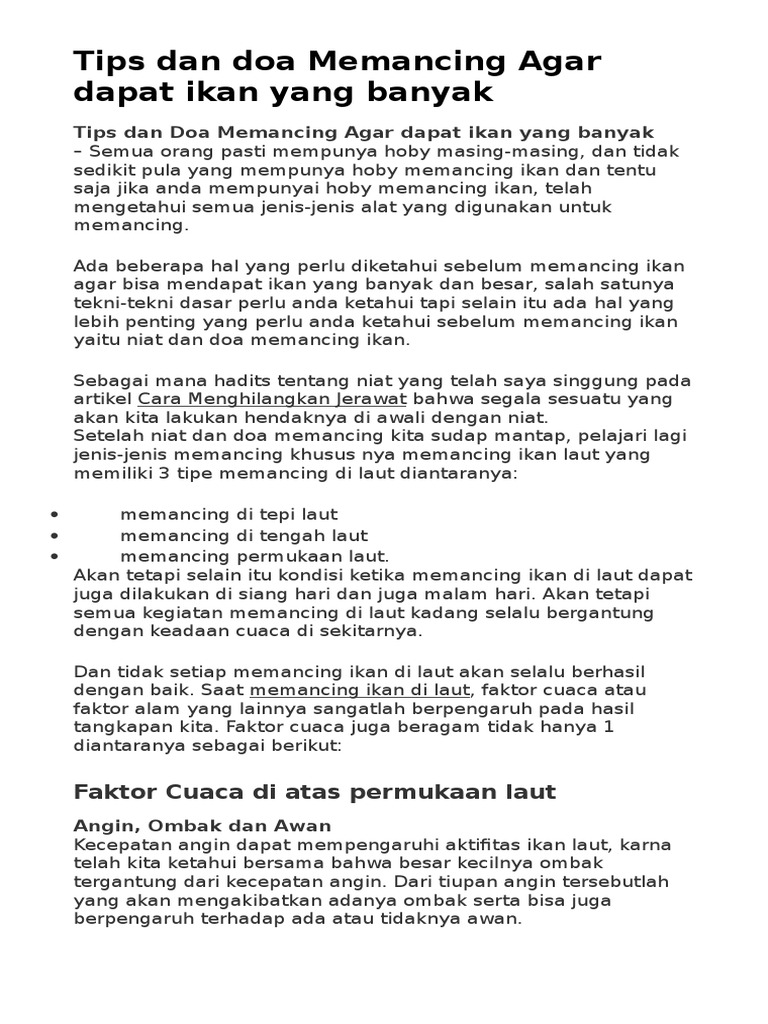Tips Dan Doa Memancing Agar Dapat Ikan Yang Banyak