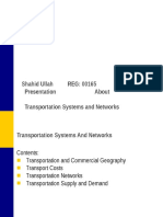 Shahid Ullah REG: 00165 Presentation About Transportation Systems and Networks