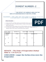 Experiment Number:-2: Aim: To Study The Effect of Surface Area On The Rate of Evaporation of Diethyl Ether