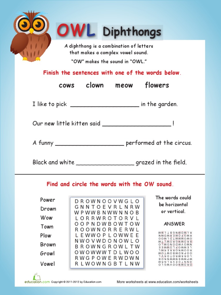 Diphthongs Ow PDF | PDF