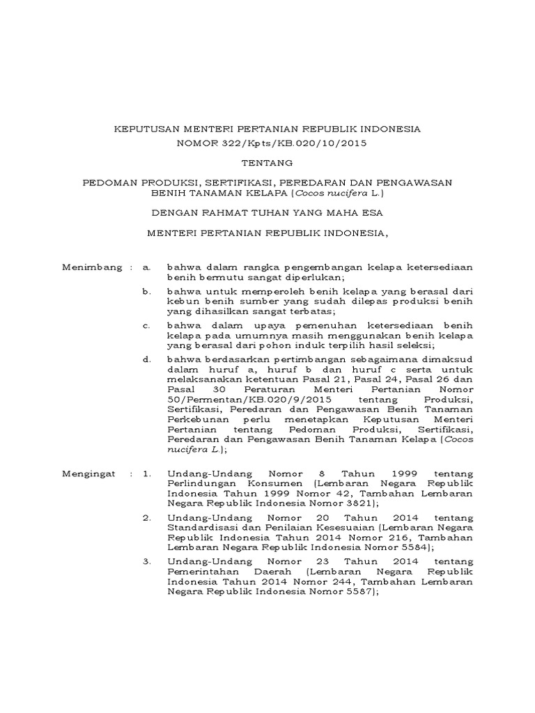 32 Kepmentan No.322 Tentang SOP KELAPA