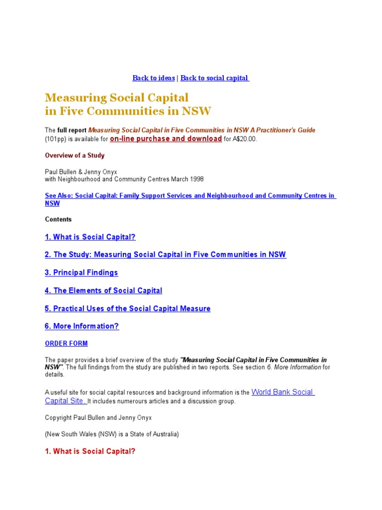 How To Measure The Social Capital | PDF | Social Capital | Trust (Emotion)
