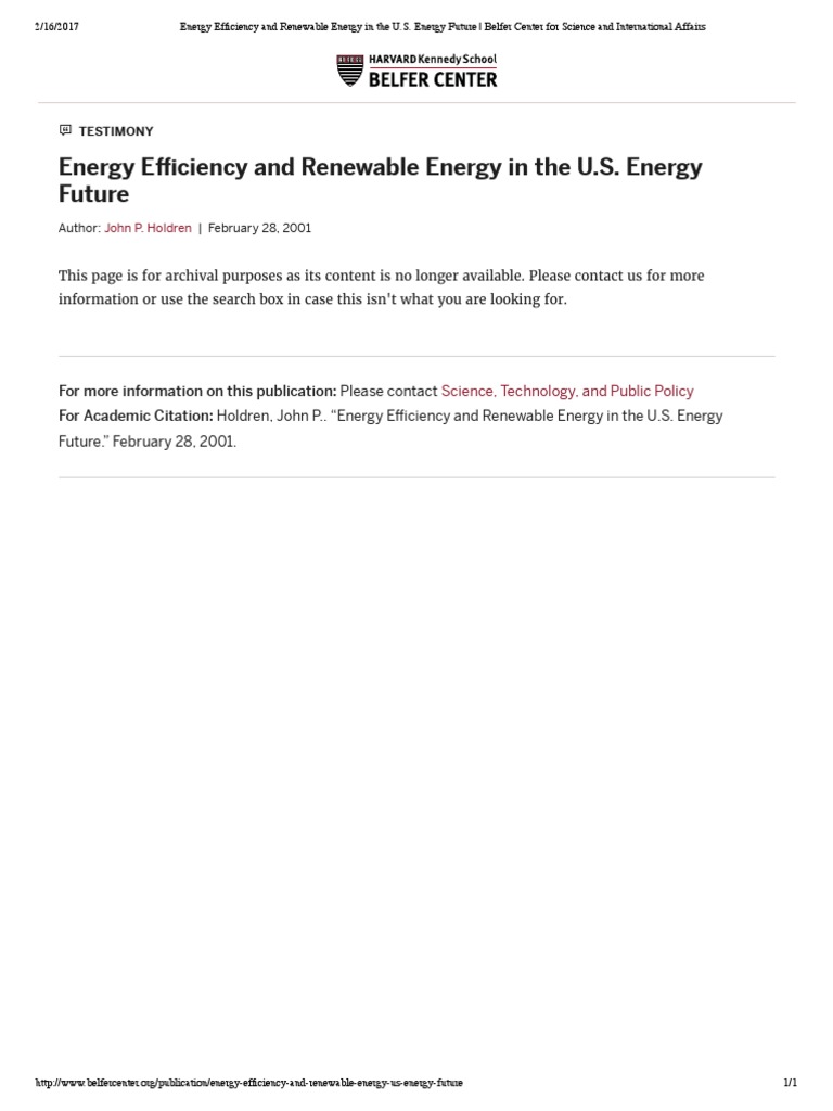 Energy Efficiency and Renewable Energy in The U.S | PDF