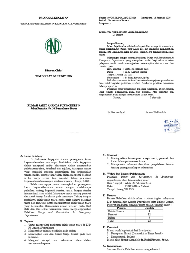 Proposal Kegiatan Workshop Emergency Update | PDF