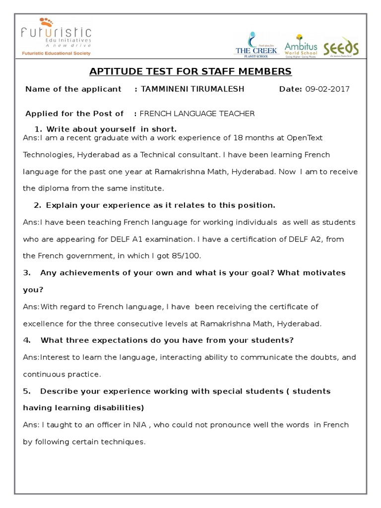 Aptitude Test For Languages Test Assessment Pedagogy