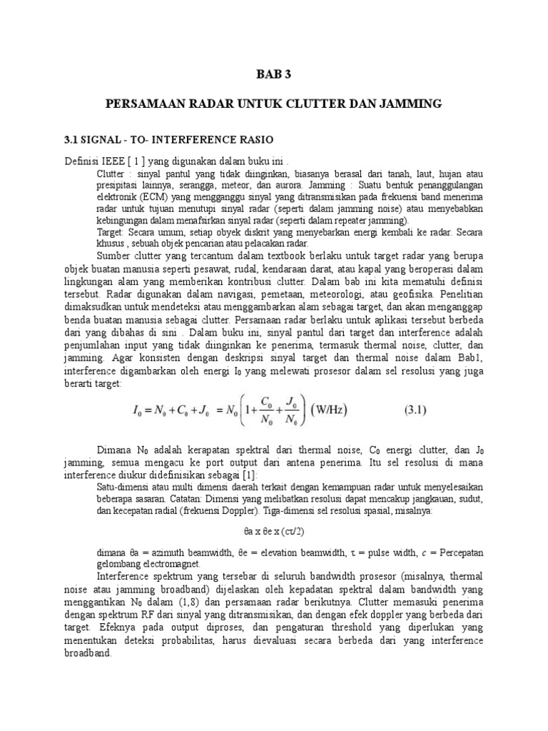 Radar Equation For Clutter and Jamming PDF
