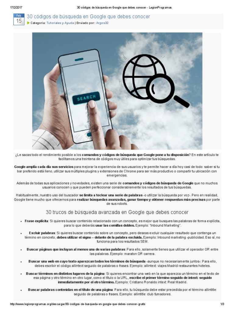 30 Códigos de Búsqueda en Google Que Debes Conocer - LegionProgramas ...