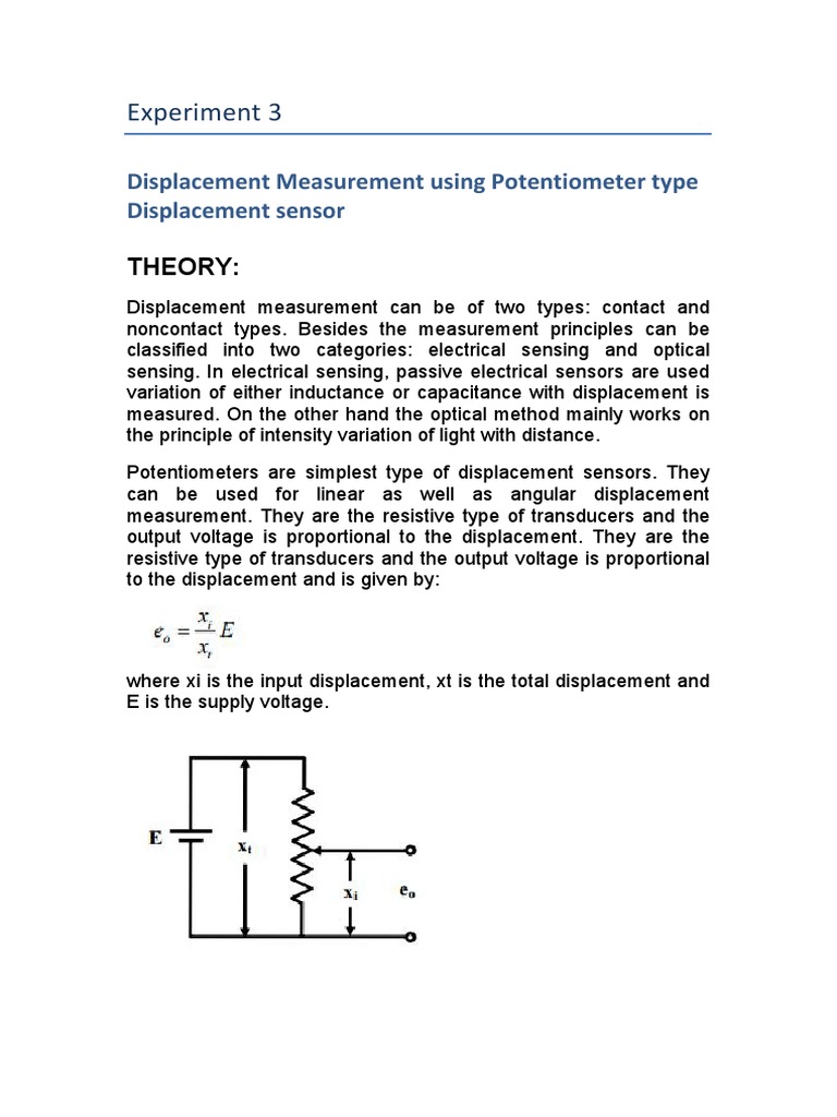 Experiment 3 Displacement Sensor PDF Sensor Electrical Equipment