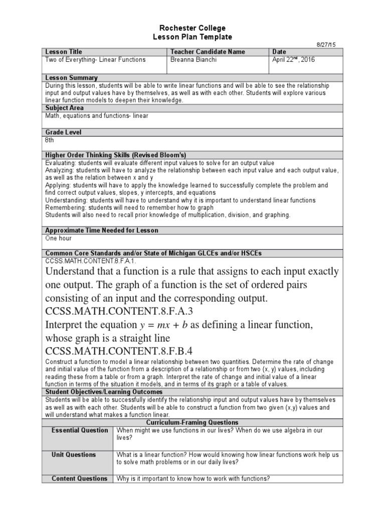 Exploring Linear Functions in 8th Grade | PDF | Function (Mathematics ...