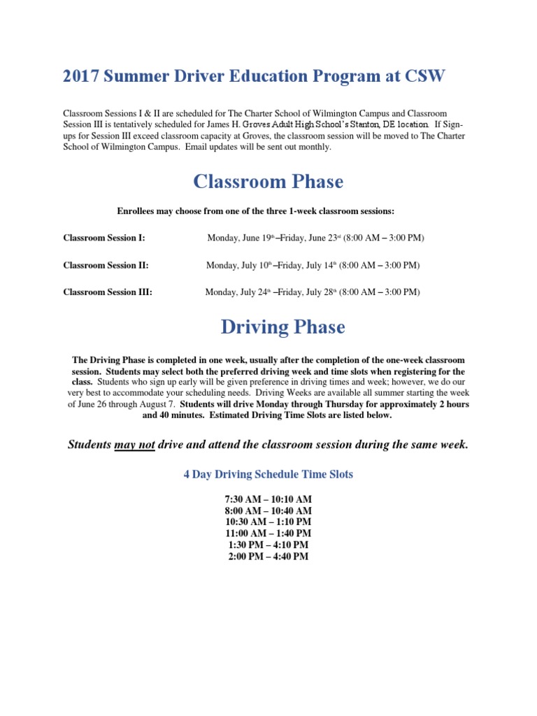 2017 Summer Driver Education Program at CSW.pdf Cheque Schools