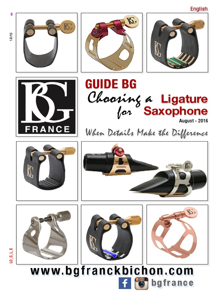 BG Saxophone Ligature Guide PDF Saxophone Tenor Saxophone