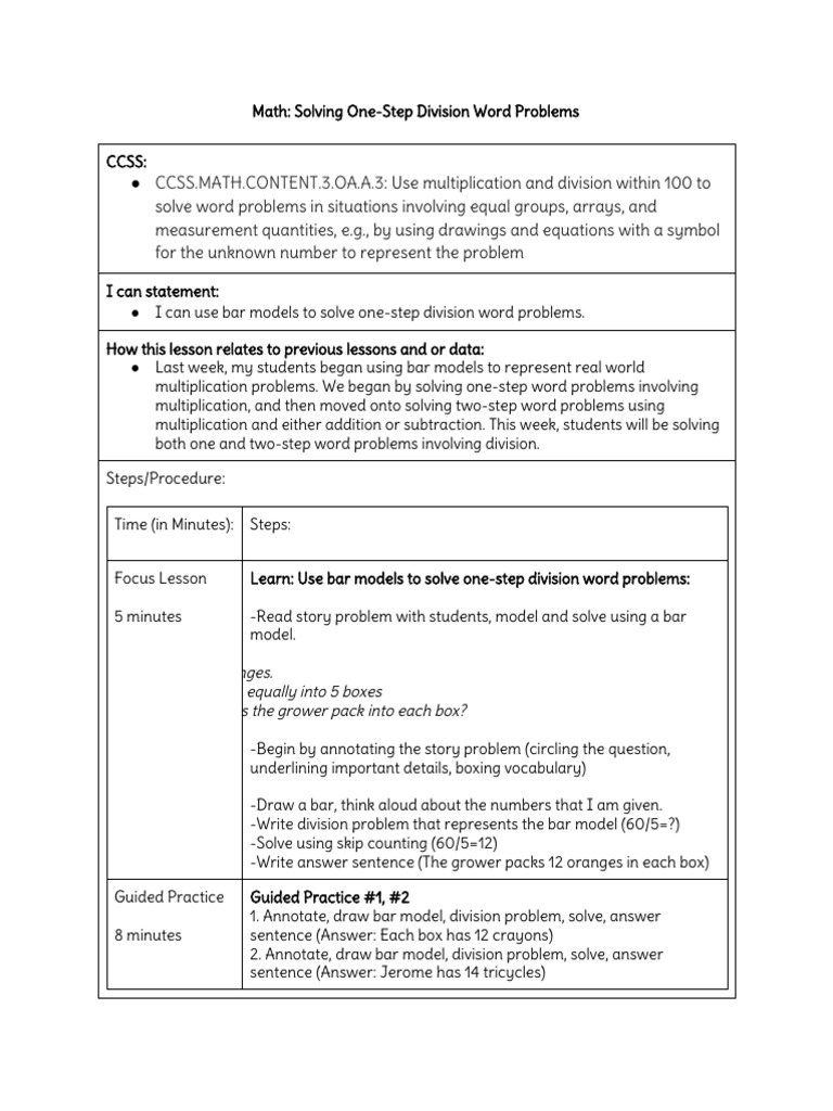 worksheet 1 Step Word Problems math solving one step division word problems mathematics physics mathematics