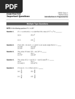 Important Questions: Exam Practice Introduction To Trigonometry