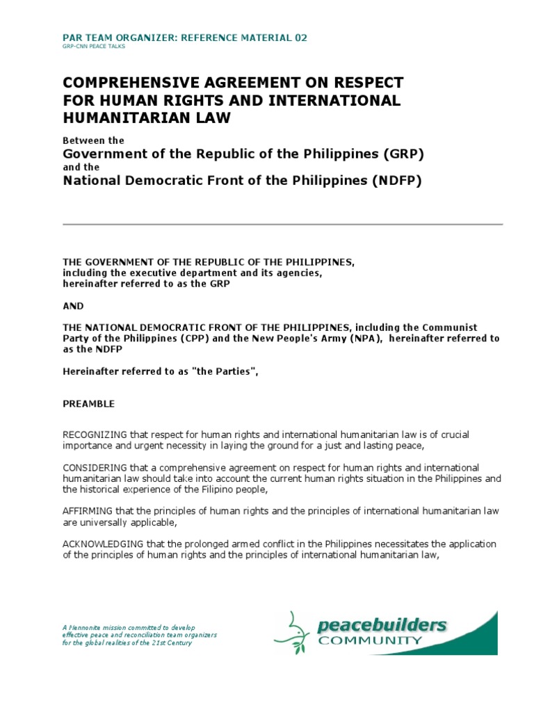 Comprehensive Agreement On Respect For Human Rights and International ...