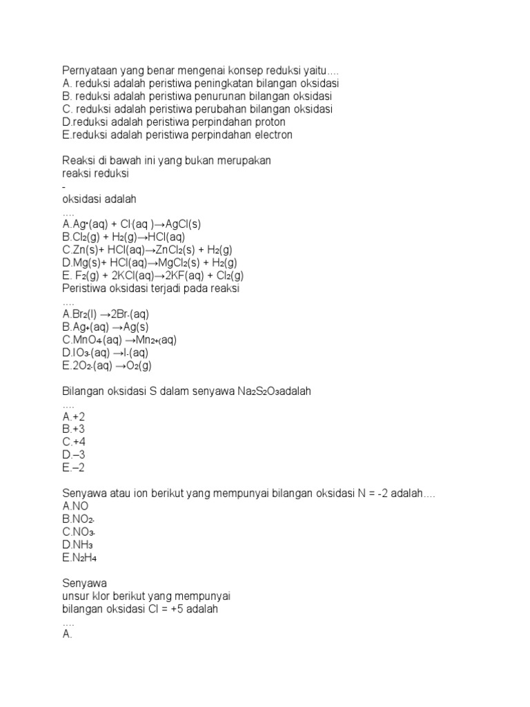 Pernyataan Yang Benar Mengenai Konsep Reduksi Yaitu