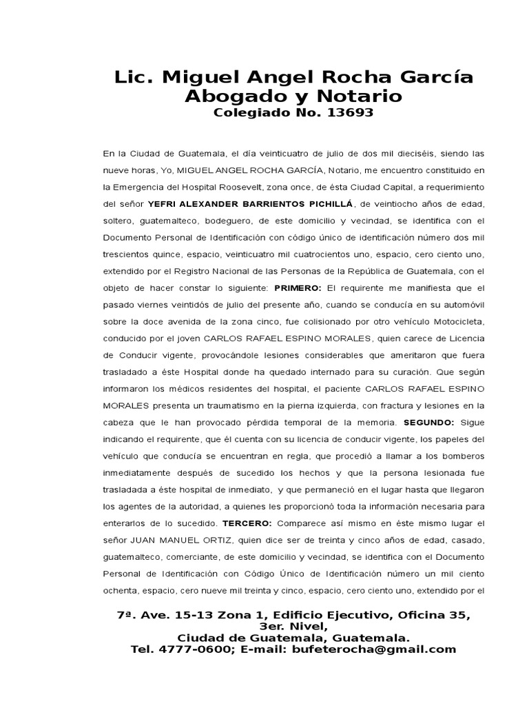 Acta De Hechos Notarial R Soalan