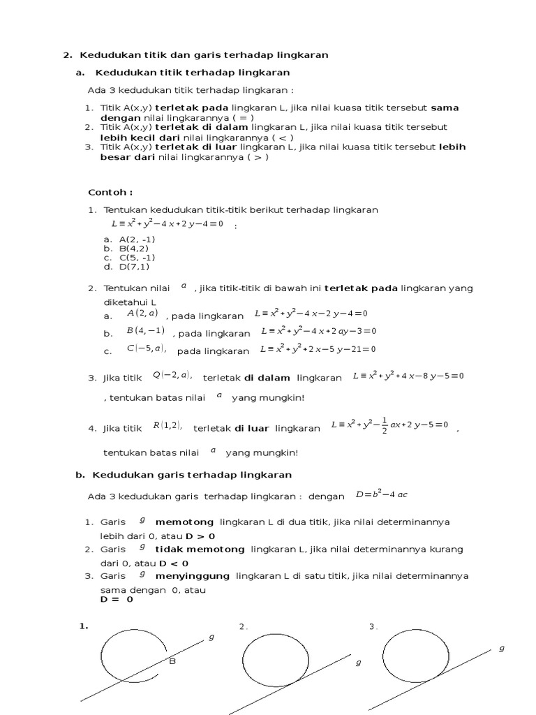 Contoh Soal Kedudukan Titik Terhadap Lingkaran