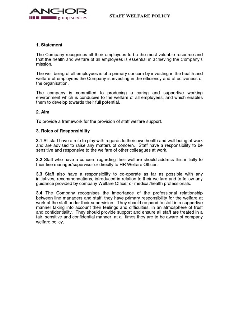 STAFF WELFARE POLICY.pdf Confidentiality Substance Abuse