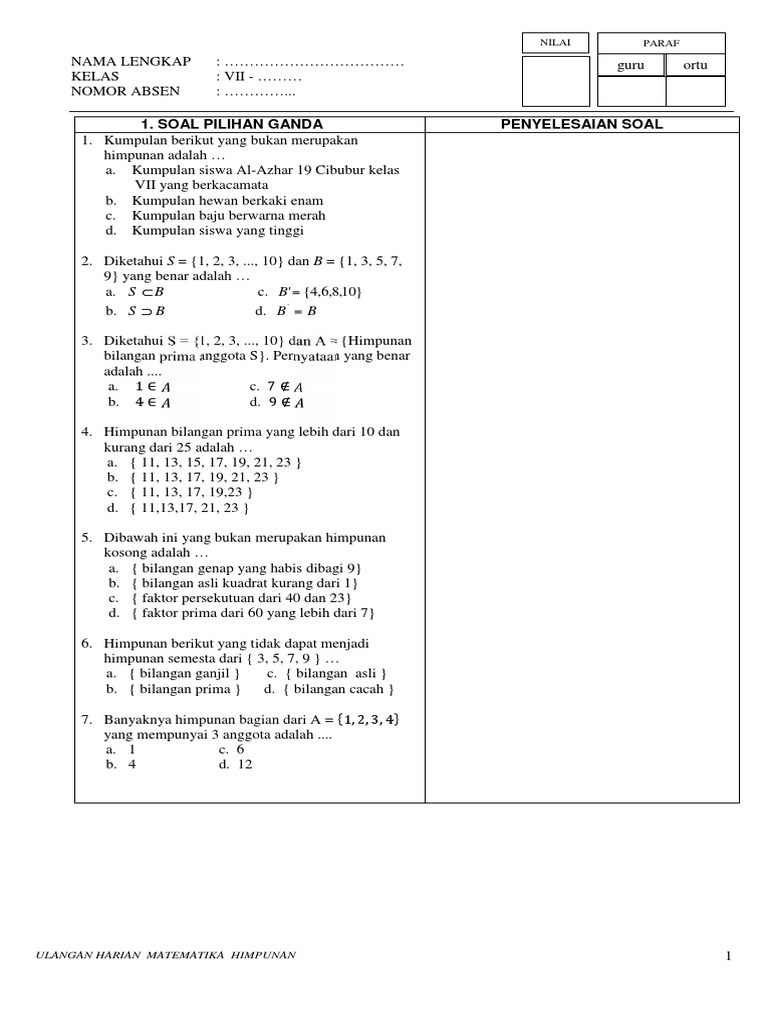 143116537 Latihan Soal Himpunan Pdf