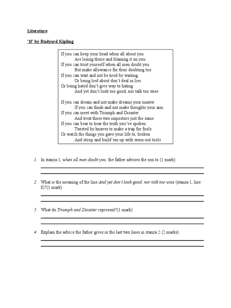 Literature-If by Rudyard Kipling | PDF