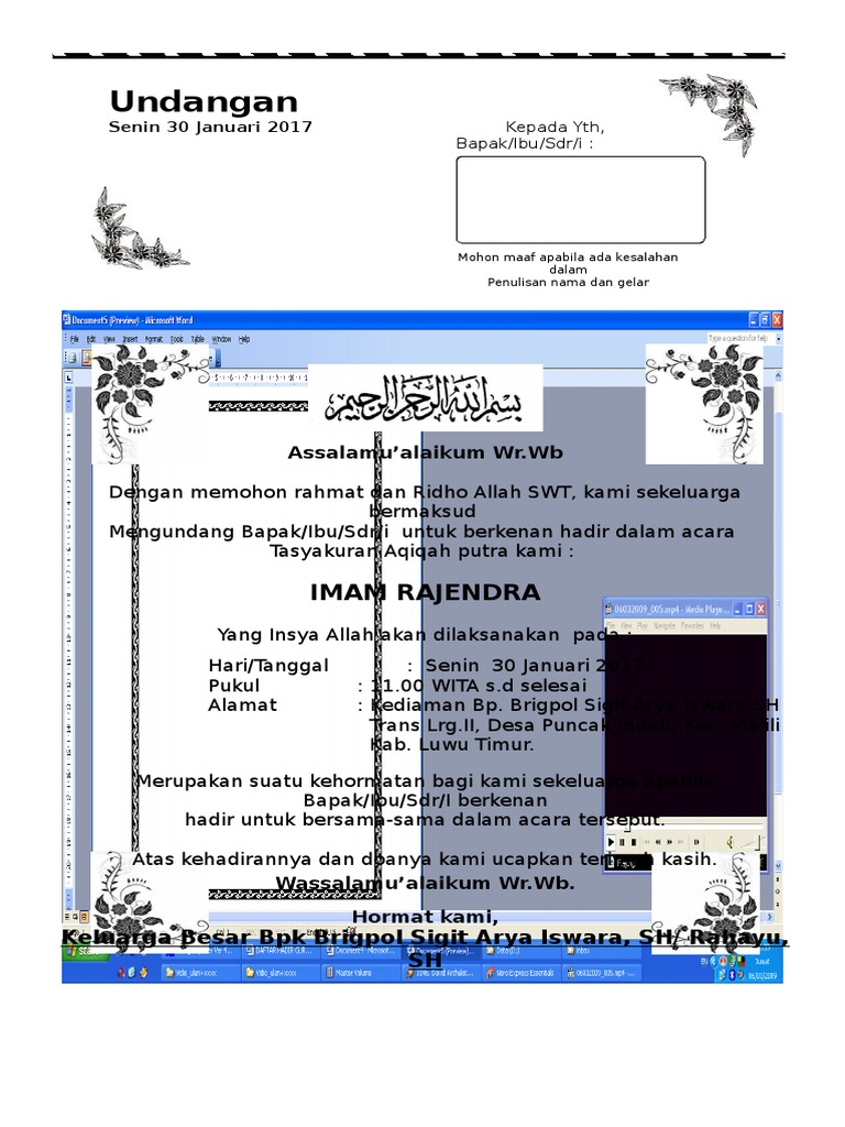 940 Koleksi Contoh Undangan Acara Aqiqah Gratis Terbaru