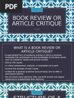 Book Review or Article Critique