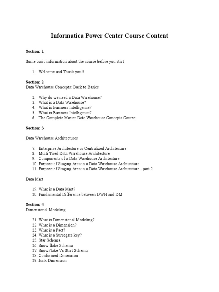 Informatica PowerCenter Course Guide | PDF | Data Warehouse ...