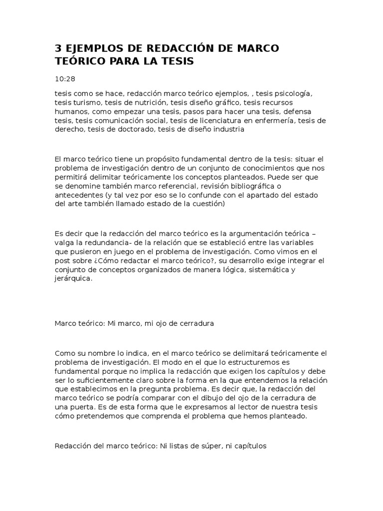3 Ejemplos de Redacción de Marco Teórico Para La Tesis