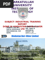 Subject-Industrial Training Done in Hindustan Dorr-Oliver LTD