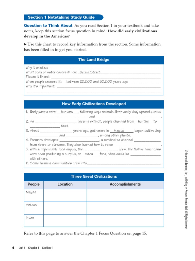 Section 1 Notetaking Study Guide: Question To Think About | PDF