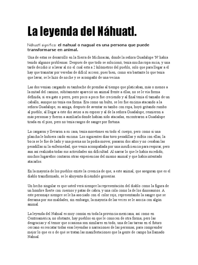 La Leyenda Del Náhuatl PDF