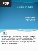 Goals of MIS
