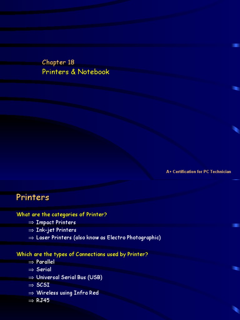 A+ Certification: Printers & Notebooks Guide | PDF | Printer (Computing ...