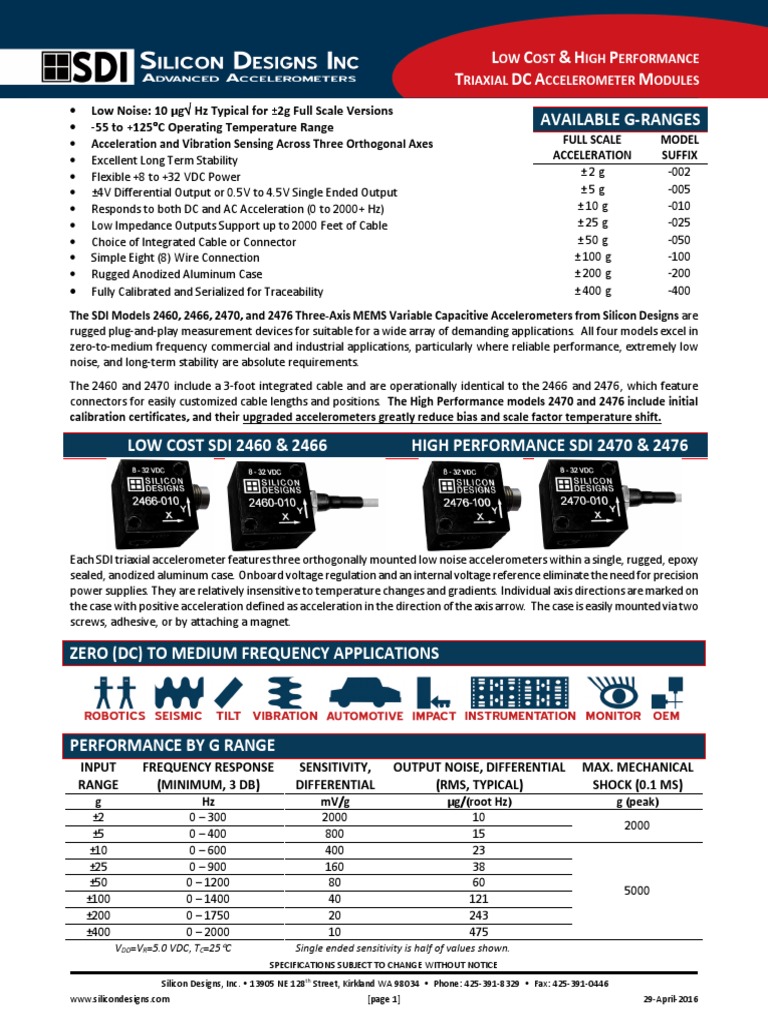 Triaxial Accelerometer Modules Overview | PDF | Accelerometer ...