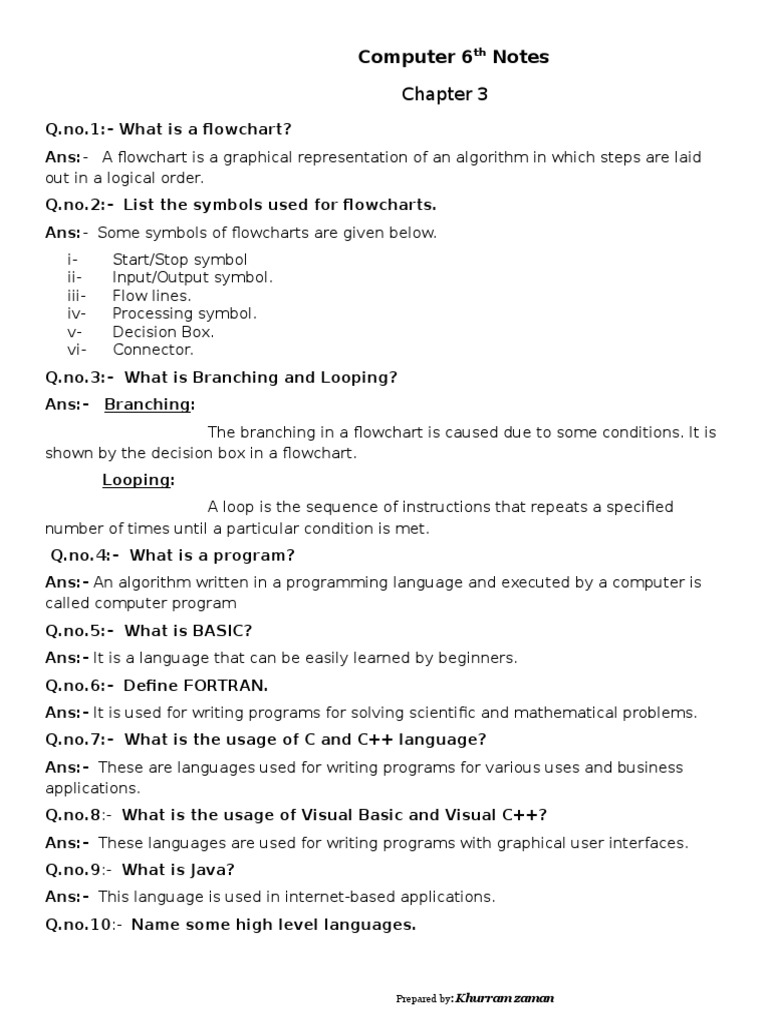 Computer 6th Notes Chapter 3,4,5 | PDF | Computer Program | Programming