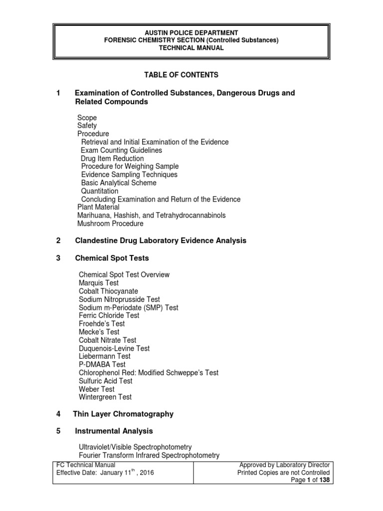 Forensic Chemistry Section Controlled Substances Technical Manual APD 2016 PDF PDF Gas