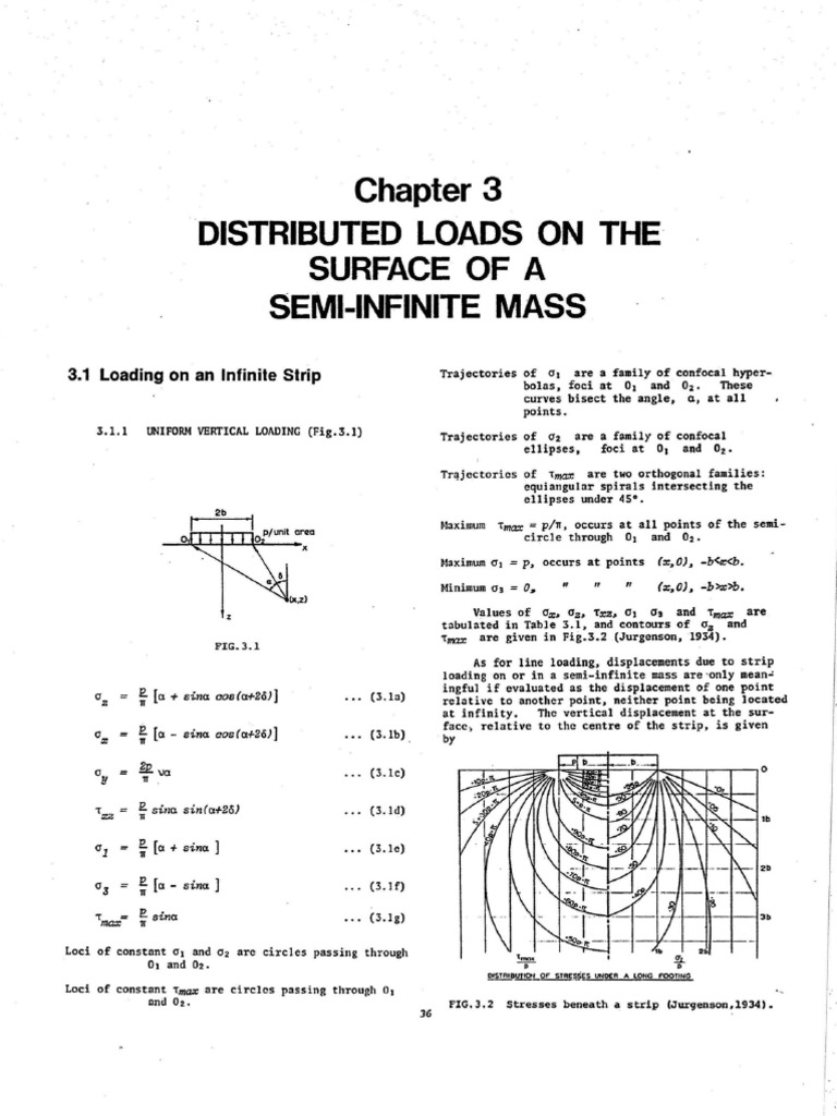 Chapter 3 - DISTRIBUTED LOADS ON THE SURFACE OF A SEMI-INFINITE MASS ...