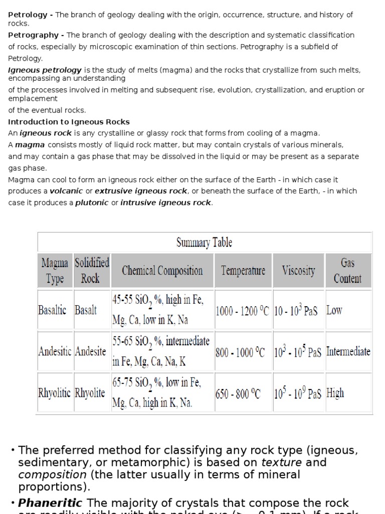 Overview of Igneous Petrology | PDF | Igneous Rock | Magma