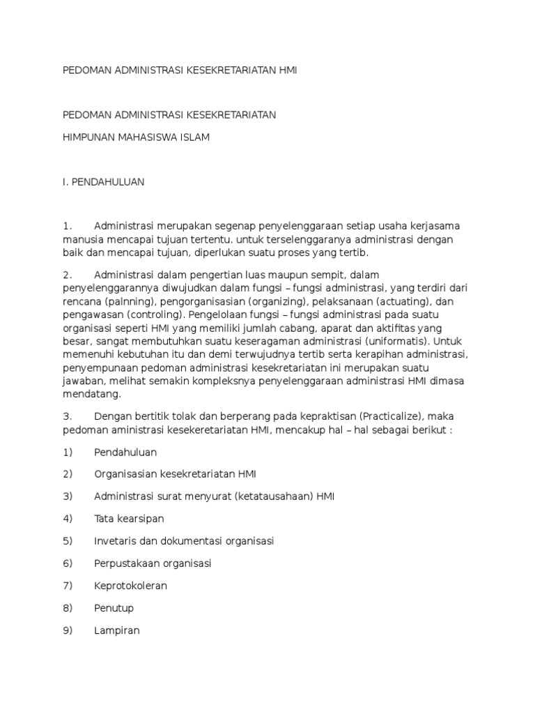 PEDOMAN ADMINISTRASI HMI
