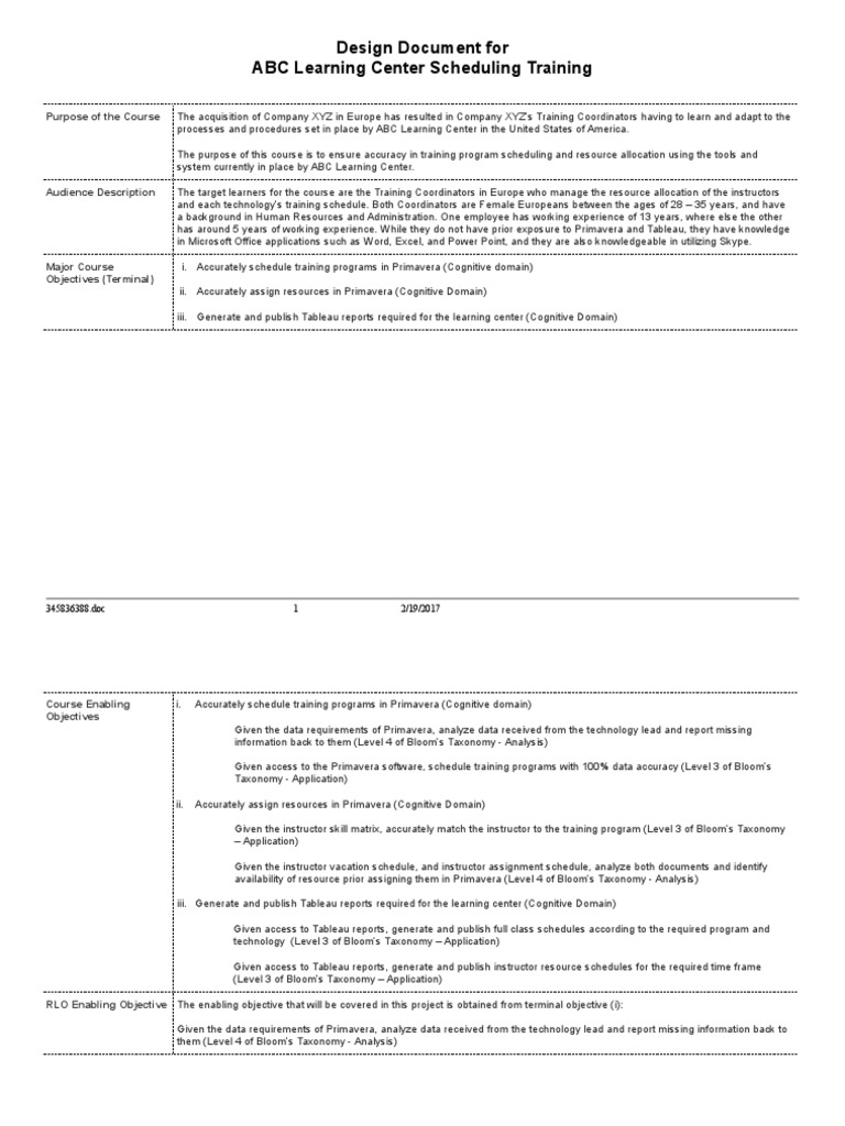 ABC Learning Center Training Course Design | PDF | Educational ...