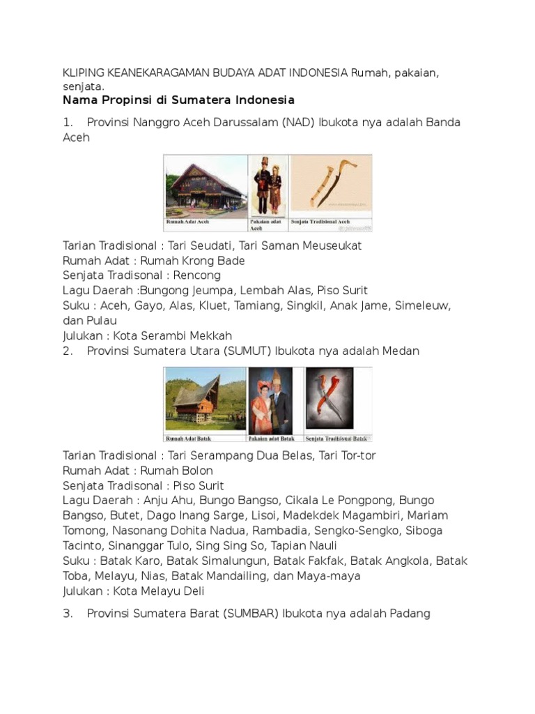 Kliping Keanekaragaman Budaya Indonesia Beserta Gambarnya Pdf Rasanya