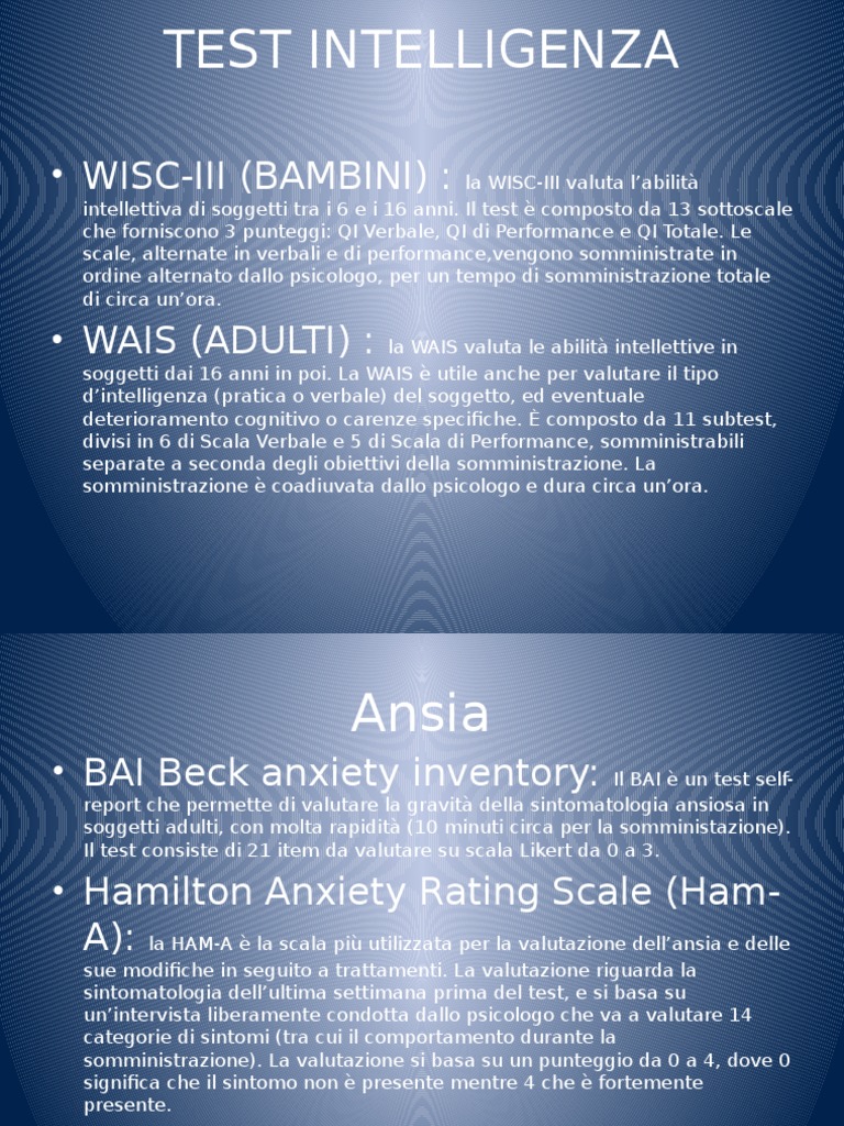 Test Psicologici Principali